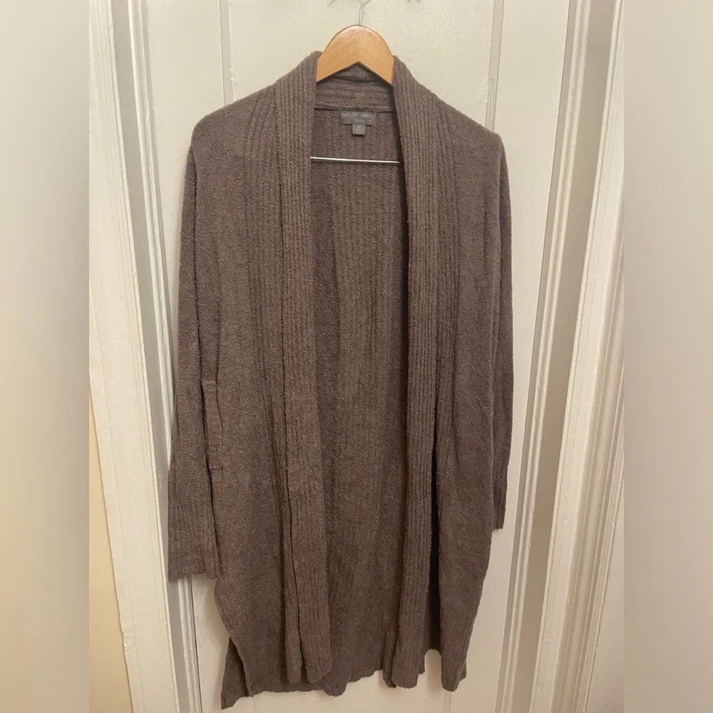 Barefoot Dreams CozyChic Lite Brown Montecito Long Knit Cardigan Sweater S - Picture 3 of 9